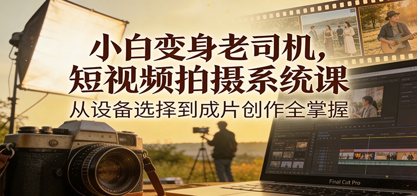 小白变身老司机，短视频拍摄系统课，从设备选择到成片创作全掌握-轻创网