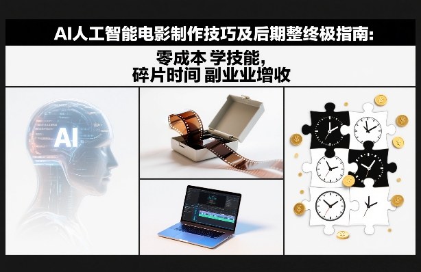 AI人工智能电影制作技巧及后期完整终极指南：零成本学技能，碎片时间副业增收-轻创网