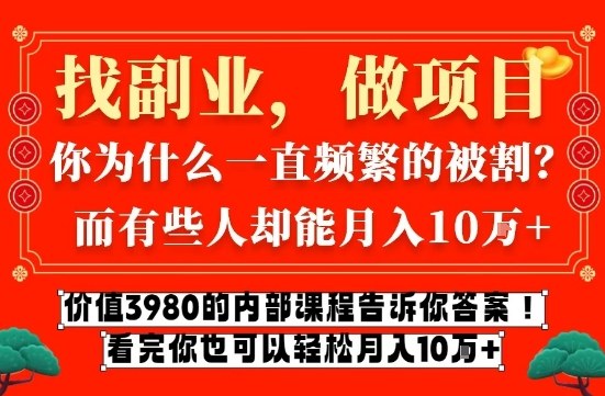 价值3980的网创内部课程，告诉你互联网创业月入10个W的秘密【揭秘】-轻创网