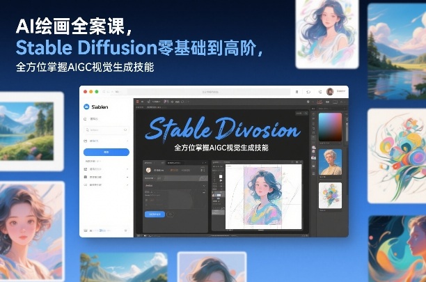 AI绘画全案课，Stable Diffusion零基础到高阶，全方位掌握AIGC视觉生成技能-轻创网