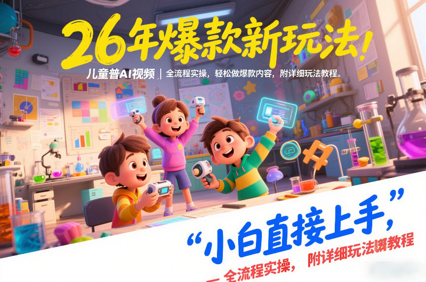 26年爆款新玩法，儿童科普AI视频，全流程实操，轻松做爆款内容，小白直接上手，附详细玩法教程-轻创网