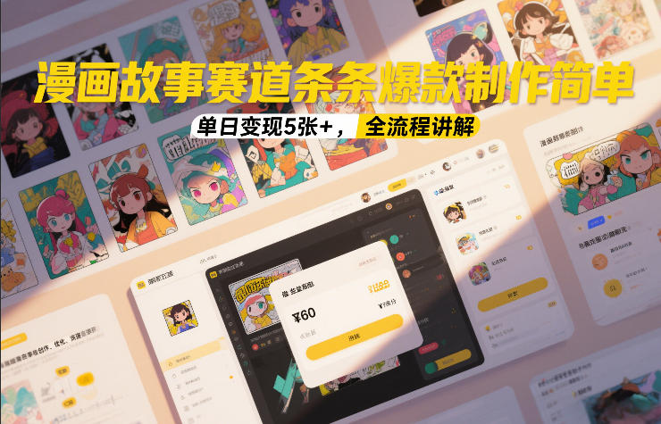 漫画故事赛道条条爆款制作简单，单日变现5张+，全流程讲解-轻创网