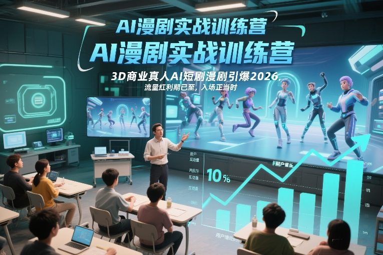 AI漫剧实战训练营，3D商业真人AI短剧漫剧引爆2026，流量红利期已至，入场正当时-轻创网