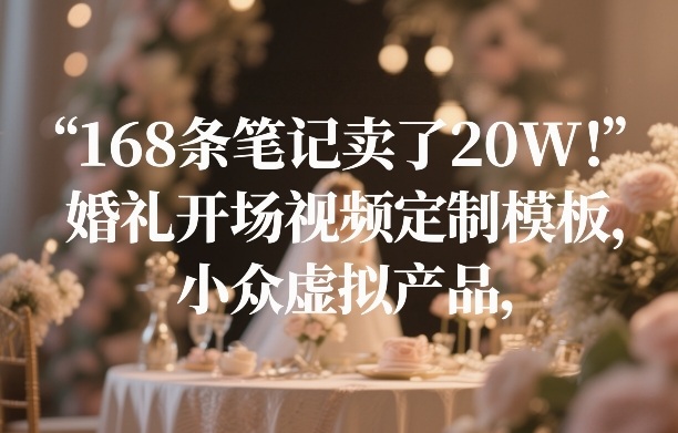 168条笔记卖了20W！婚礼开场视频定制模板，小众虚拟产品-轻创网