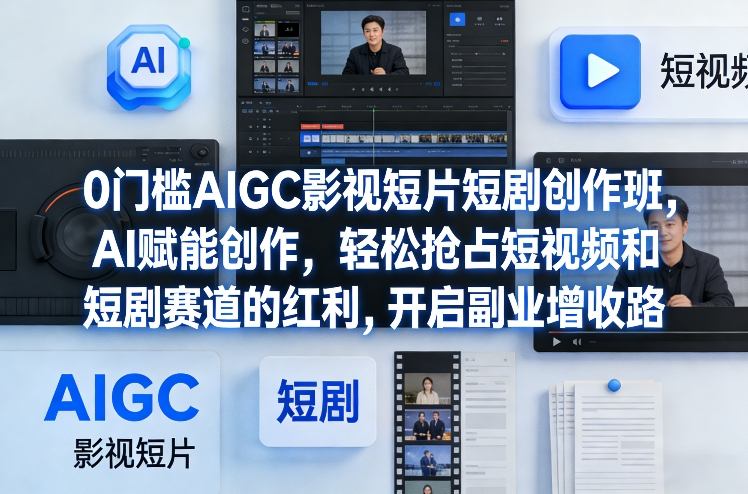0门槛AIGC影视短片短剧创作班，AI赋能创作，轻松抢占短视频和短剧赛道的红利，开启副业增收路-轻创网
