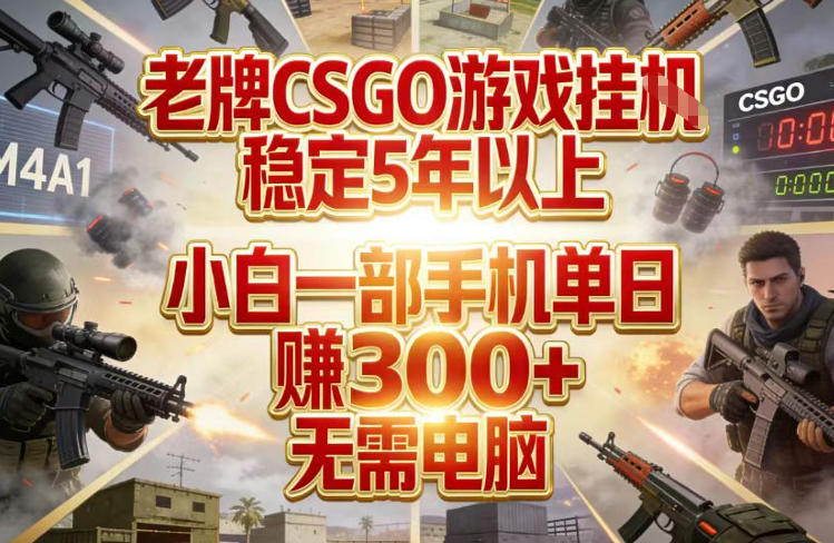 老牌CSGO游戏挂G，稳定5年以上，小白一部手机单日賺3张+，无需电脑【揭秘】-轻创网
