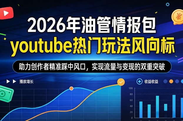 2026年油管情报包,youtube热门玩法风向标,助力创作者精准踩中风口,实现流量与变现的双重突破(更新)-轻创网