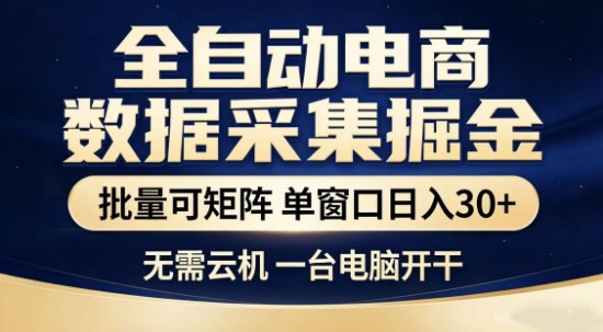 独家电商数据全自动采集项目,批量可矩阵,单窗口轻松日入3张+【揭秘】-轻创网