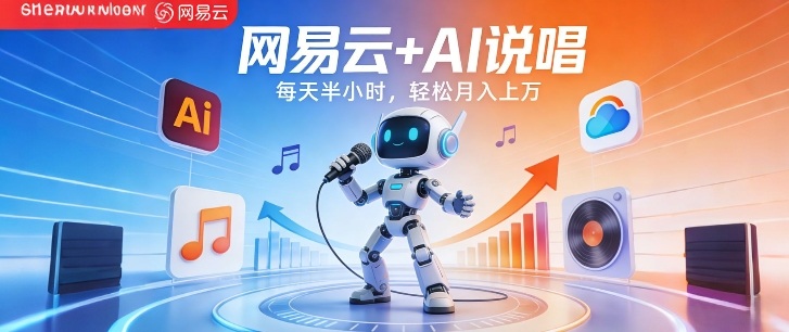 网易云+AI说唱，每天半小时，AI内容创作+流量变现，轻松月入1W-轻创网